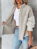 Cable Knit Sleeve Denim Jacket Button Up Long Sleeve Jean Jacket