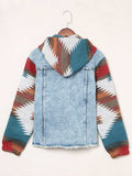 Blue Denim Jacket Women Long Sleeve Hooded Bohemian Style Jacket Silver Sam