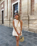 O- Neck Eyelet Sexy Women Summer Dress Silver Sam