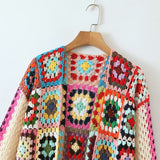 Hand Knitted Cardigan Open Stitch Crochet Jacket Silver Sam