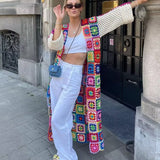 Hand Knitted Cardigan Open Stitch Crochet Jacket Silver Sam