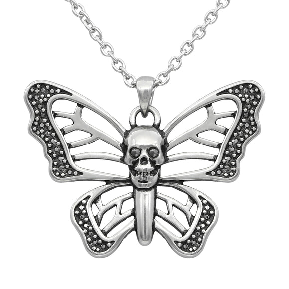 Skull Butterfly Necklace Stainless Steel