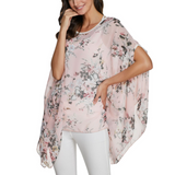 Flowy Chiffon Tunic with Floral Print Yellow Pandora