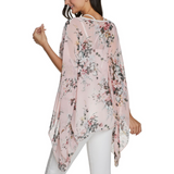 Flowy Chiffon Tunic with Floral Print Yellow Pandora