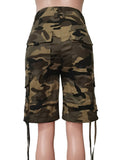 Camouflage Print Pocket Design Knee Length Shorts (Without Belt)