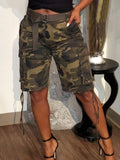 Camouflage Print Pocket Design Knee Length Shorts (Without Belt)