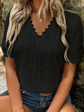 Short Sleeve Pullover Embroidery Lace Blouse