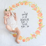 Orange Blossoms - Organic Swaddle Blanket Blue Thalassa