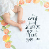 Orange Blossoms - Organic Swaddle Blanket Blue Thalassa