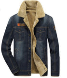 Men's Denim Jean Jacket in Black with Inner Faux Fur