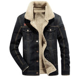 Men's Denim Jean Jacket in Black with Inner Faux Fur