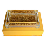 Square Soap Dispenser and Toothbrush Holder with Tray, Gold Crushed