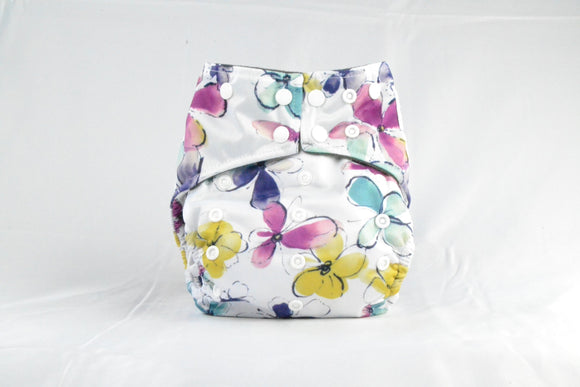 Earthlie Cloth Diaper - Pastel Flowers Blue Thalassa