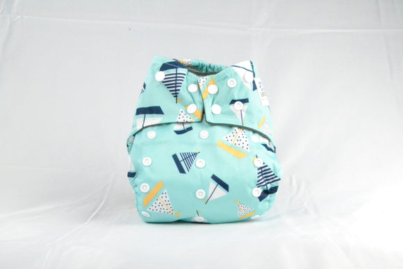 Earthlie Cloth Diaper - Boats Blue Thalassa