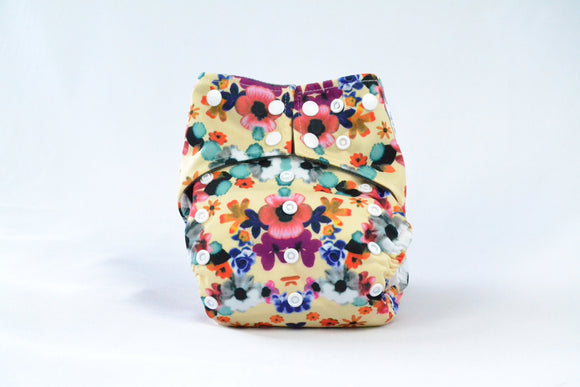 Earthlie Cloth Diaper - Flowers Blue Thalassa