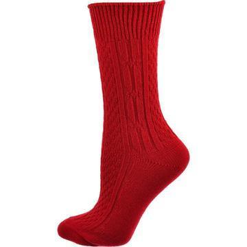 Classic Cable Knit Acrylic Crew Socks 2 Pair Pack