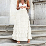 Elegant Elastic Waist Cake Long Skirt