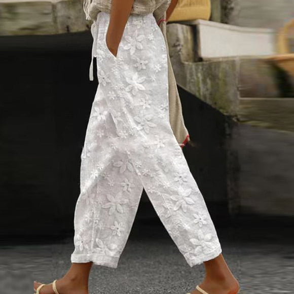 Drawstring Elastic Waist Pockets Pants