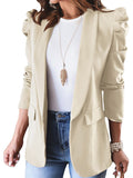 Jacket Blazers Coat Ruff Sleeve Loose White Casual Blazers Silver Sam