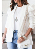 Jacket Blazers Coat Ruff Sleeve Loose White Casual Blazers Silver Sam