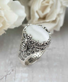 Filigree Art Bee Detailed Mother Of Pearl Gemstone Women Silver