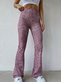 Print Slim Flared Pants Sexy Skinny Trousers