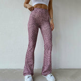 Print Slim Flared Pants Sexy Skinny Trousers