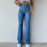 Print Slim Flared Pants Sexy Skinny Trousers