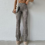 Print Slim Flared Pants Sexy Skinny Trousers