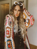 Bohemian Crochet Cardigan Vintage Jacket Coat Silver Sam