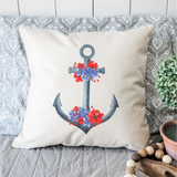 Floral Anchor Pillow Cover Peach Vanilla