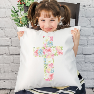 Floral Cross Pillow Cover