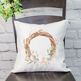 Grapevine Egg Wreath Pillow Cover