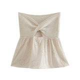 Sleeveless Knitted Hollow Out Top Silver Sam