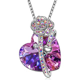 LOVE OF ROSE- Changing Pink Stone Necklace 18K White Gold Plated