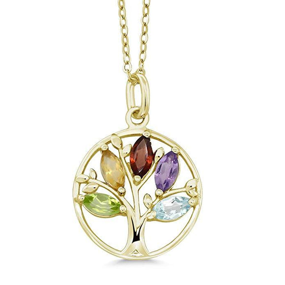 Motherly Rainbow Tree of Life Necklace 18K Gold Plated