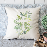 Greenery Cross Pillow Cover Peach Vanilla