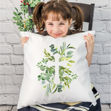Greenery Cross Pillow Cover Peach Vanilla