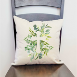 Greenery Cross Pillow Cover Peach Vanilla