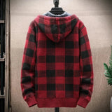 Men's Hooded Plaid Zipped Up Jacket