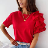 O-Neck Layered Ruffles Blouse Silver Sam