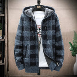 Men's Hooded Plaid Zipped Up Jacket