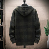 Men's Hooded Plaid Zipped Up Jacket