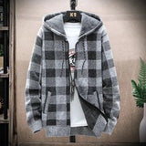 Men's Hooded Plaid Zipped Up Jacket