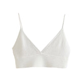 Ribbed Knit White Camis Top Silver Sam