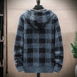 Men's Hooded Plaid Zipped Up Jacket