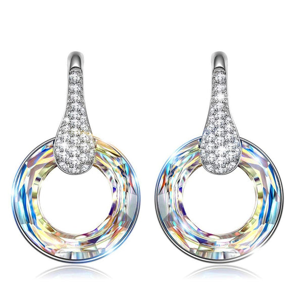 Crystal Aurore Boreale Earrings 18K White Gold Plated