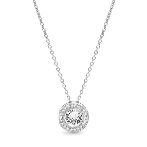 Round Halo Necklace Made with Swarovski Elements (3 Options Available)