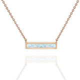 Opal Created Bar Necklace - 14K Yellow Gold Plated Pear Iphigenia