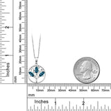 Motherly Blue Topaz Tree of Life Necklace 18K White Gold Plated Pear Iphigenia